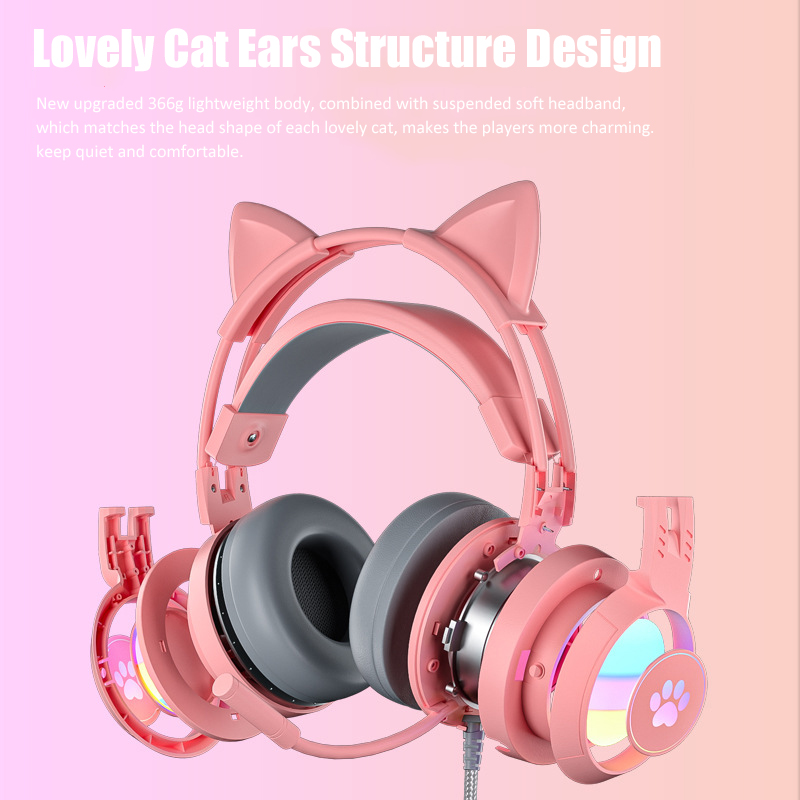 귀여운 고양이 귀 게임용 헤드폰, 마이크 포함, 소음  - Gaming Accessories Girly 리뷰 및 가격