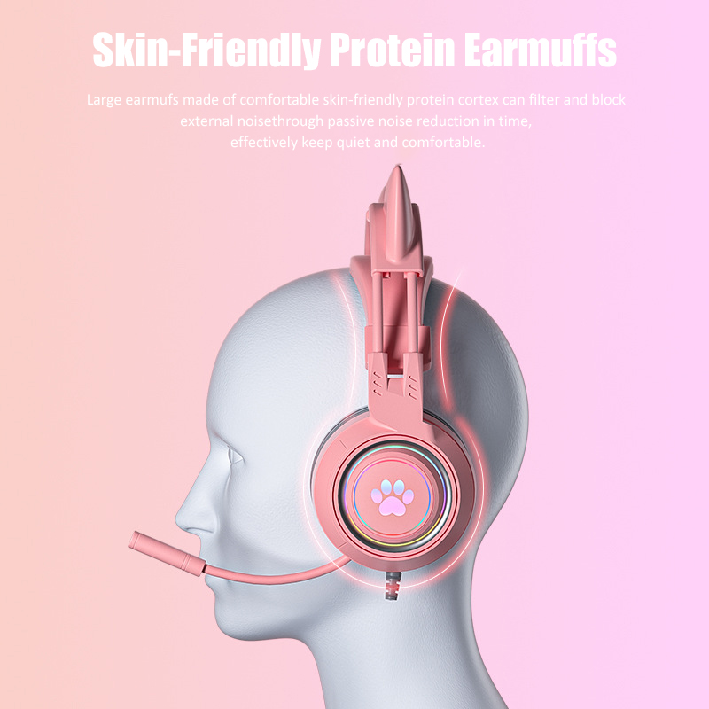 귀여운 고양이 귀 게임용 헤드폰, 마이크 포함, 소음  - Gaming Accessories Girly 리뷰 및 가격