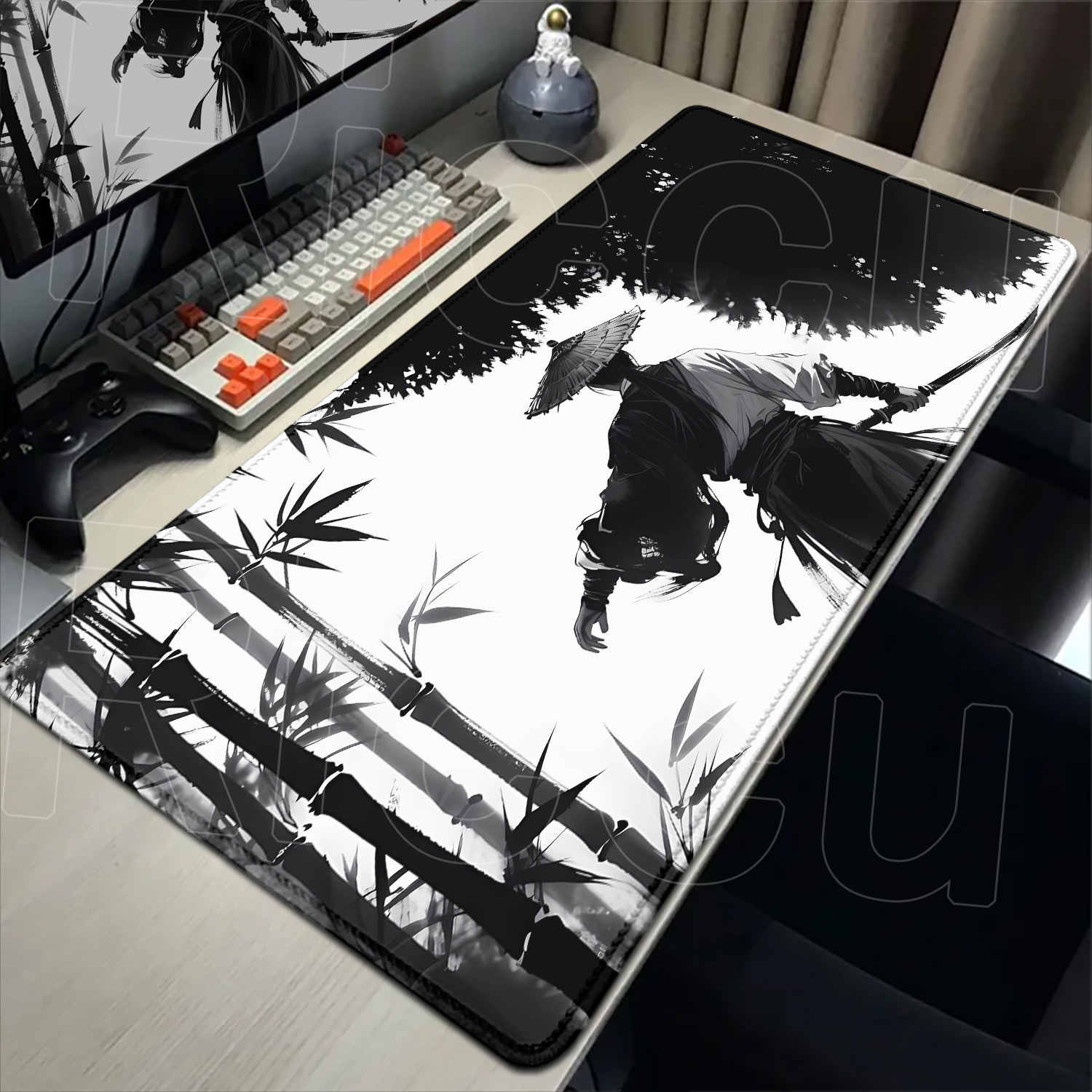 사무라이 전사 흑백 그림 마우스패드 게이머 컴퓨터 PC - Gaming Accessories Drawing 리뷰 및 가격